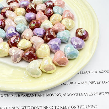 Light In The Dark Faceted Heart Acrylic Beads 20mm Pastel 10pcs 13