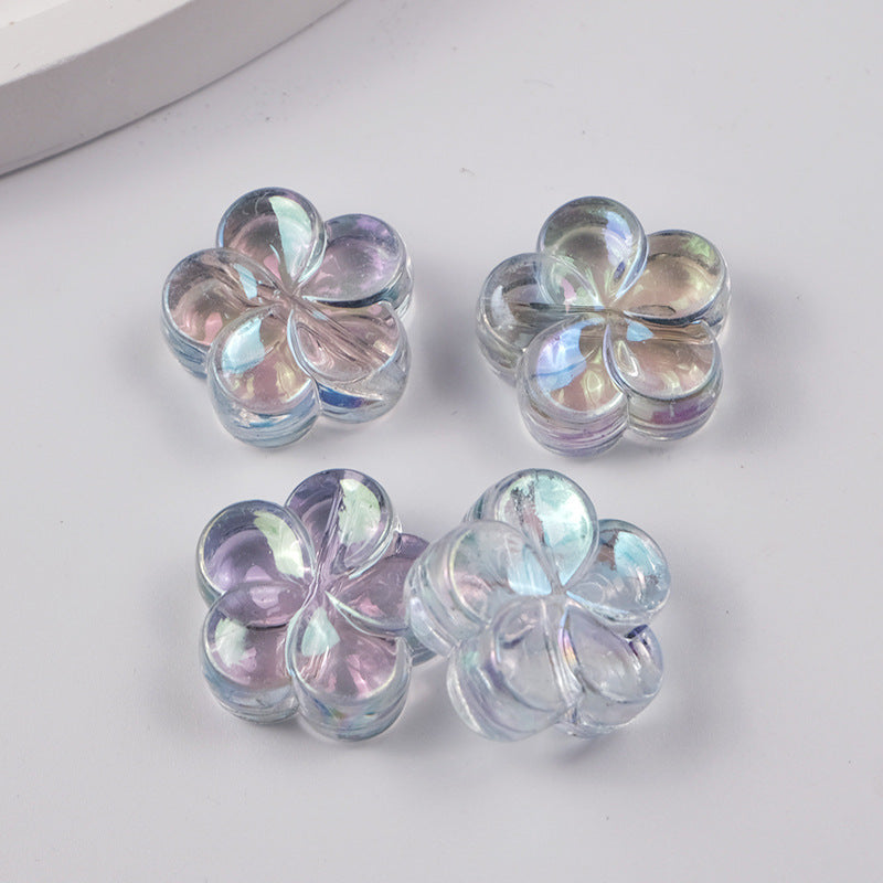 Transparent Flower Acrylic Beads 17mm Flat Plum Blossom 50pcs 4