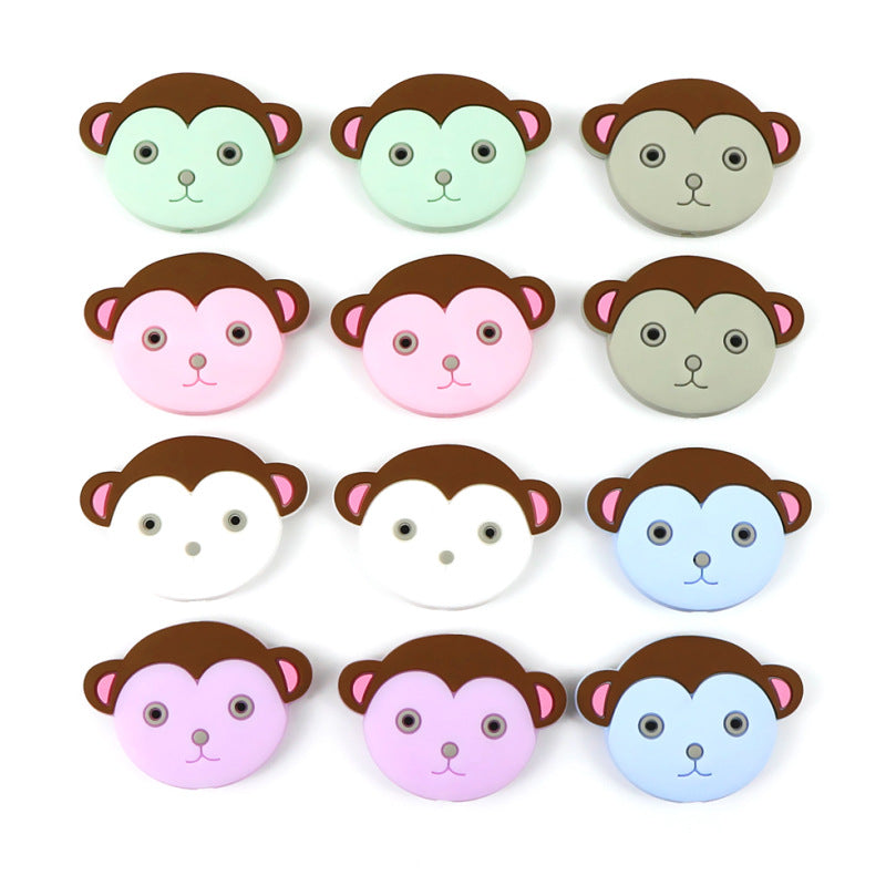 Silicone Focal Beads Monkey Face Rounded Ears 20pcs 4
