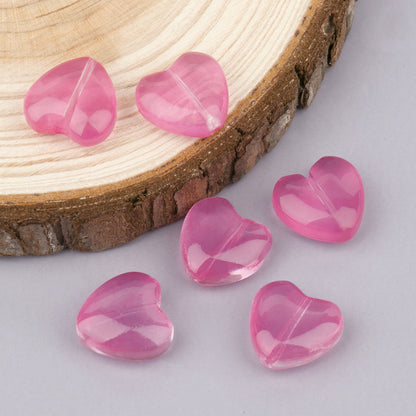 Colored Heart-Shaped Transparent Glass Beads 12mm 20pcs 6