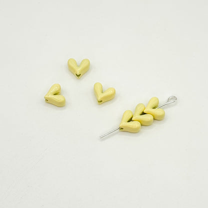 Painted V-Shaped Heart Acrylic Beads 6.7x8mm Glossy Mixed Colors 10pcs 11