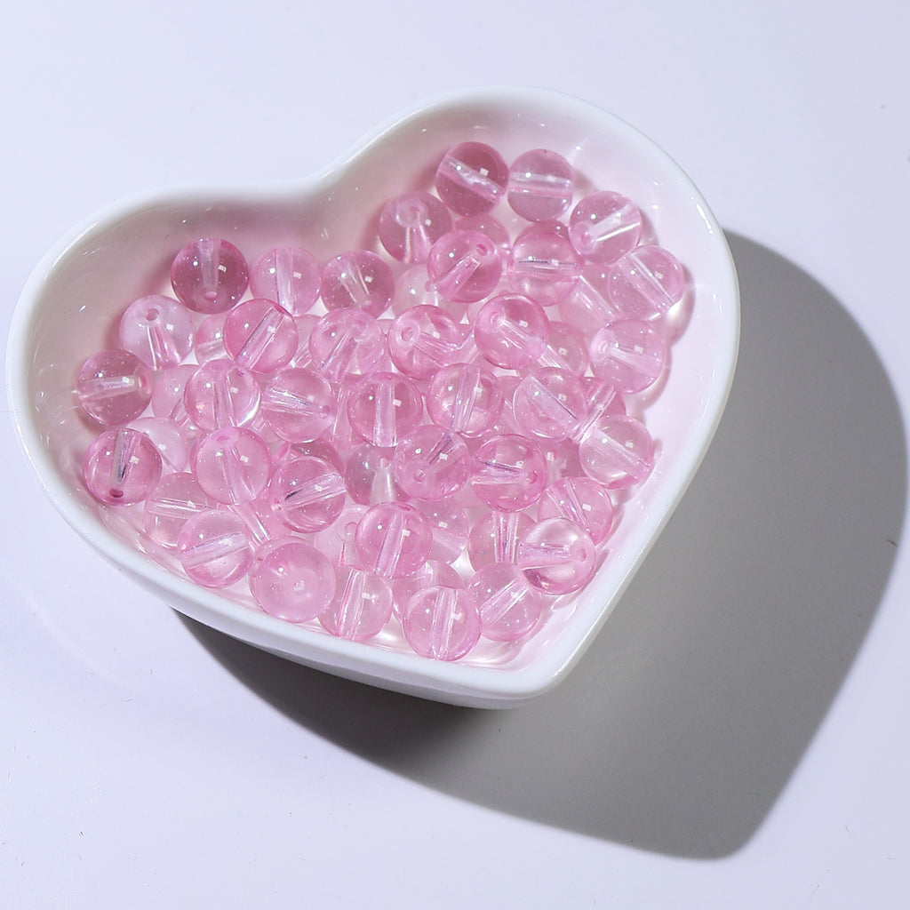 Transparent Round Glass Beads 8mm Monochrome Mixed Colors 100pcs 4
