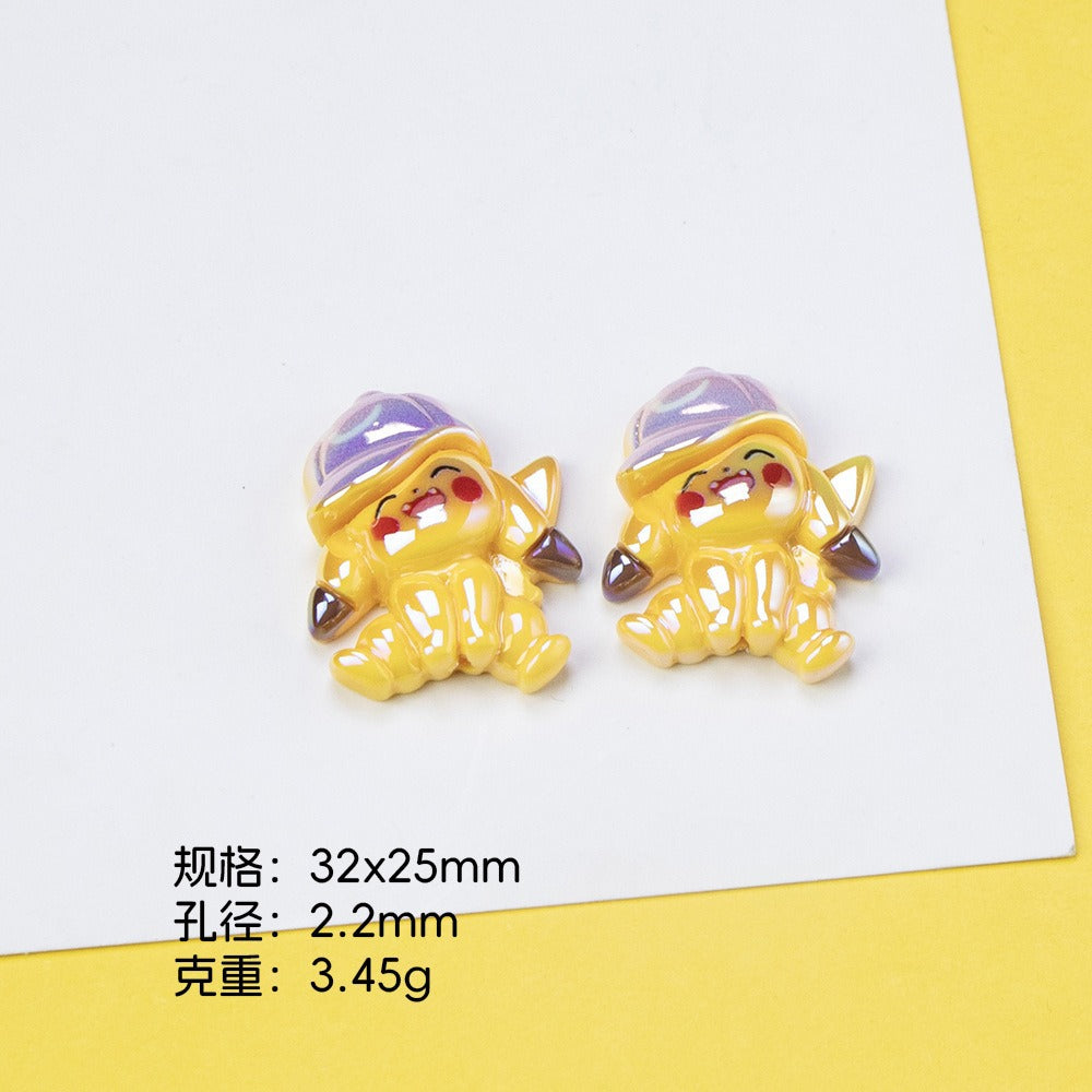 Plating Cute Pikachu Resin Beads Glossy Finish 20pcs 8