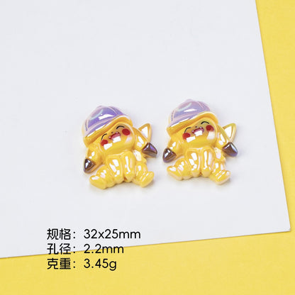 Plating Cute Pikachu Resin Beads Glossy Finish 20pcs 8