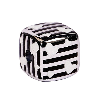 Striped Heart and Star Pattern Acrylic Square Beads 14mm 10pcs 3