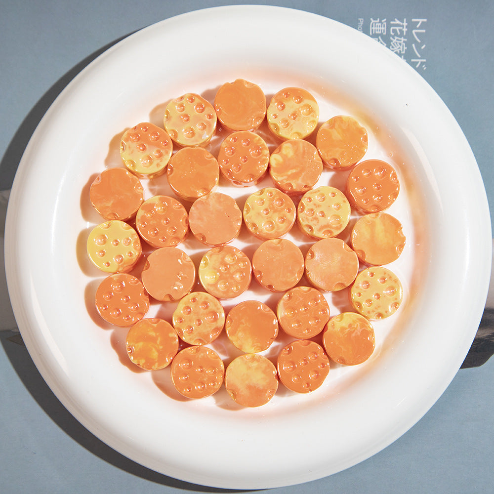 Gradient Colored Cheese Macaron Resin Beads 17mm Plating 20pcs 10