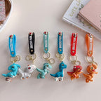 Adorable Dinosaur PVC Keychain with Colorful Jurassic Strap 2pcs