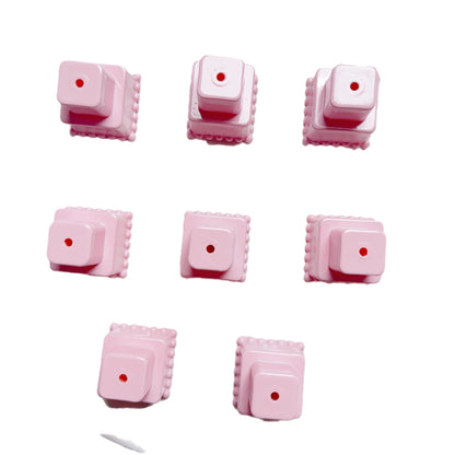 Painted Square Round Acrylic Beads 31mm 35mm Macaron Cake Double Layer 5pcs 5