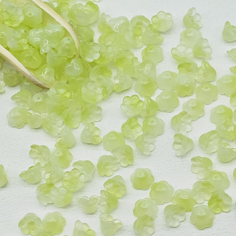 Campanula Flower Glass Beads 7x12mm Frosted Glossy Pastel 50pcs 9