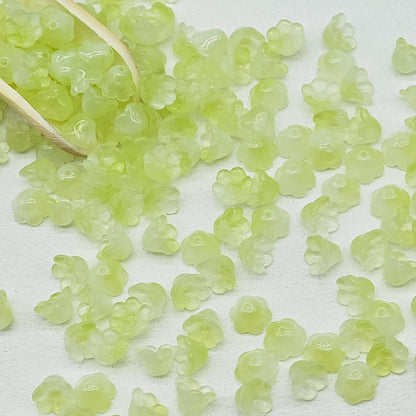 Campanula Flower Glass Beads 7x12mm Frosted Glossy Pastel 50pcs 9