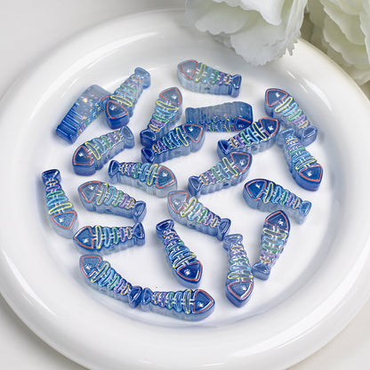 Plating Colorful Fish Bone Resin Beads 24mm 10pcs 7