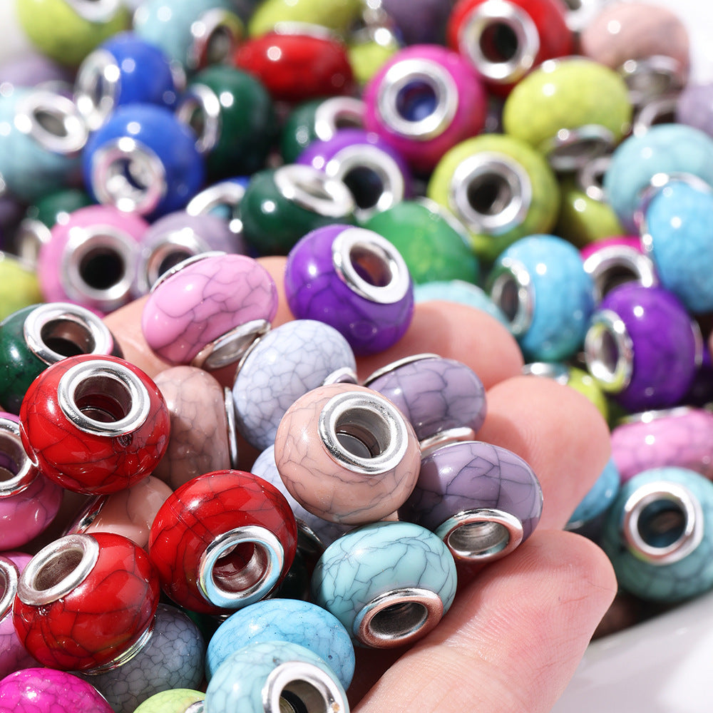 Resin Round Spacer Beads 14mm Imitation Turquoise Pattern 100pcs