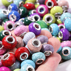 Resin Round Spacer Beads 14mm Imitation Turquoise Pattern 100pcs