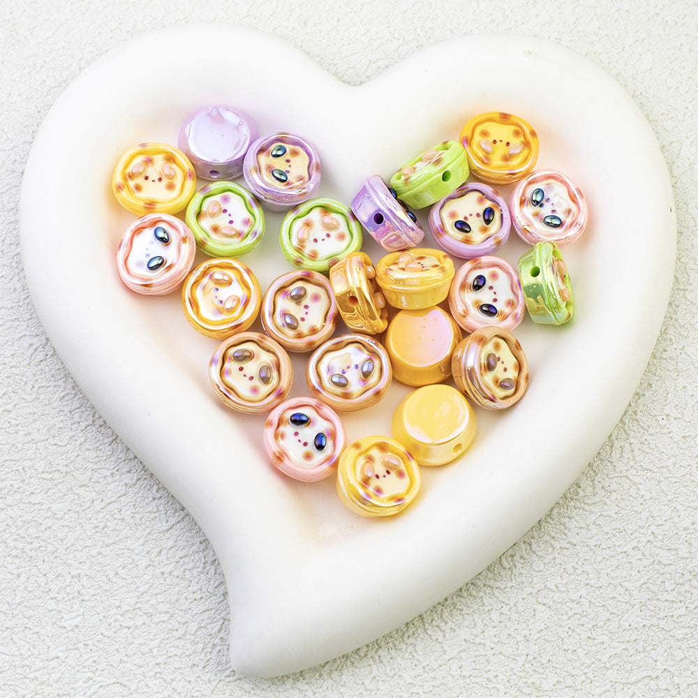 Plating Pochacco Egg Tart Resin Beads 19mm Glossy Pastel Colors 10pcs 3
