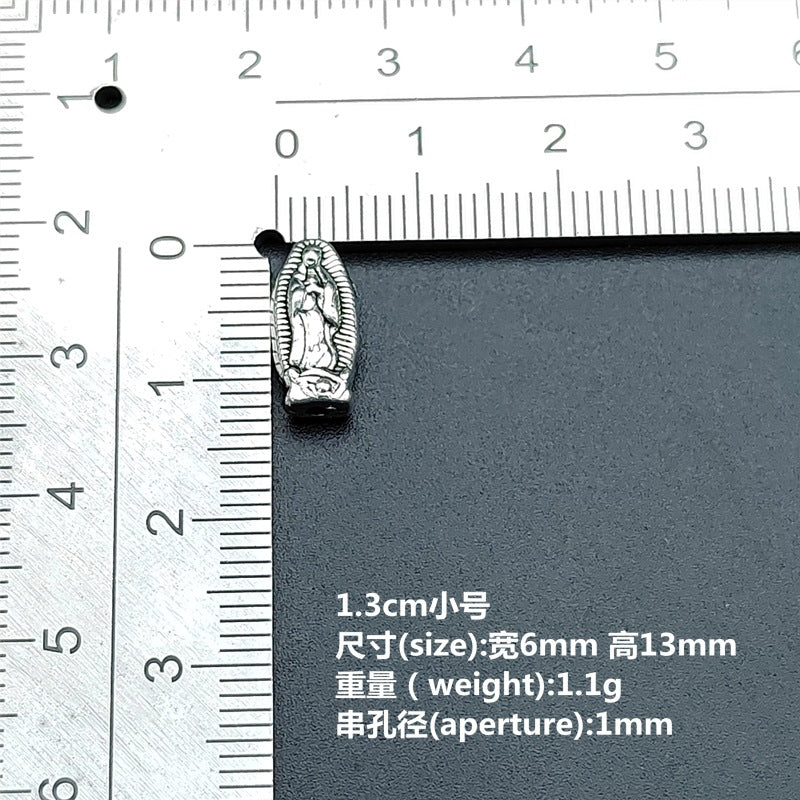 Virgin Mary Metal Beads 13mm 19mm Detailed Silver Tone 100pcs 3