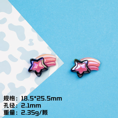 Sweet And Sassy Heart Star Resin Beads Glossy Pink Purple 20pcs 9