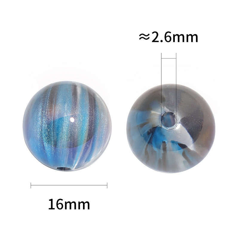 Plating Swirl Acrylic Beads 16mm Milky Way Color Glossy 50pcs 3