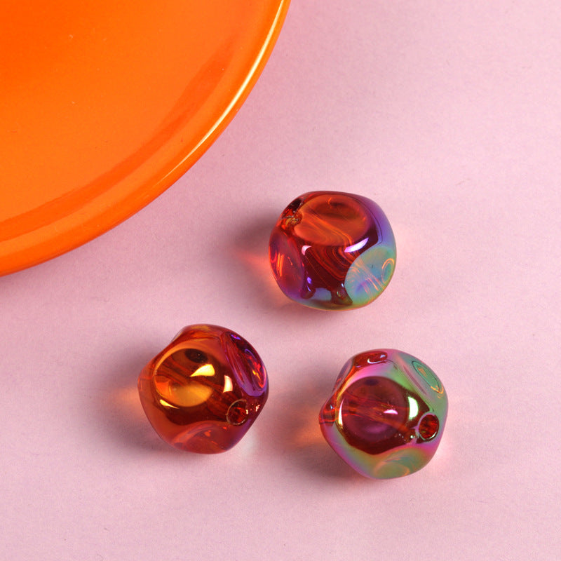 Transparent Fig Shaped Acrylic Beads 16mm UV Plating 100pcs 8