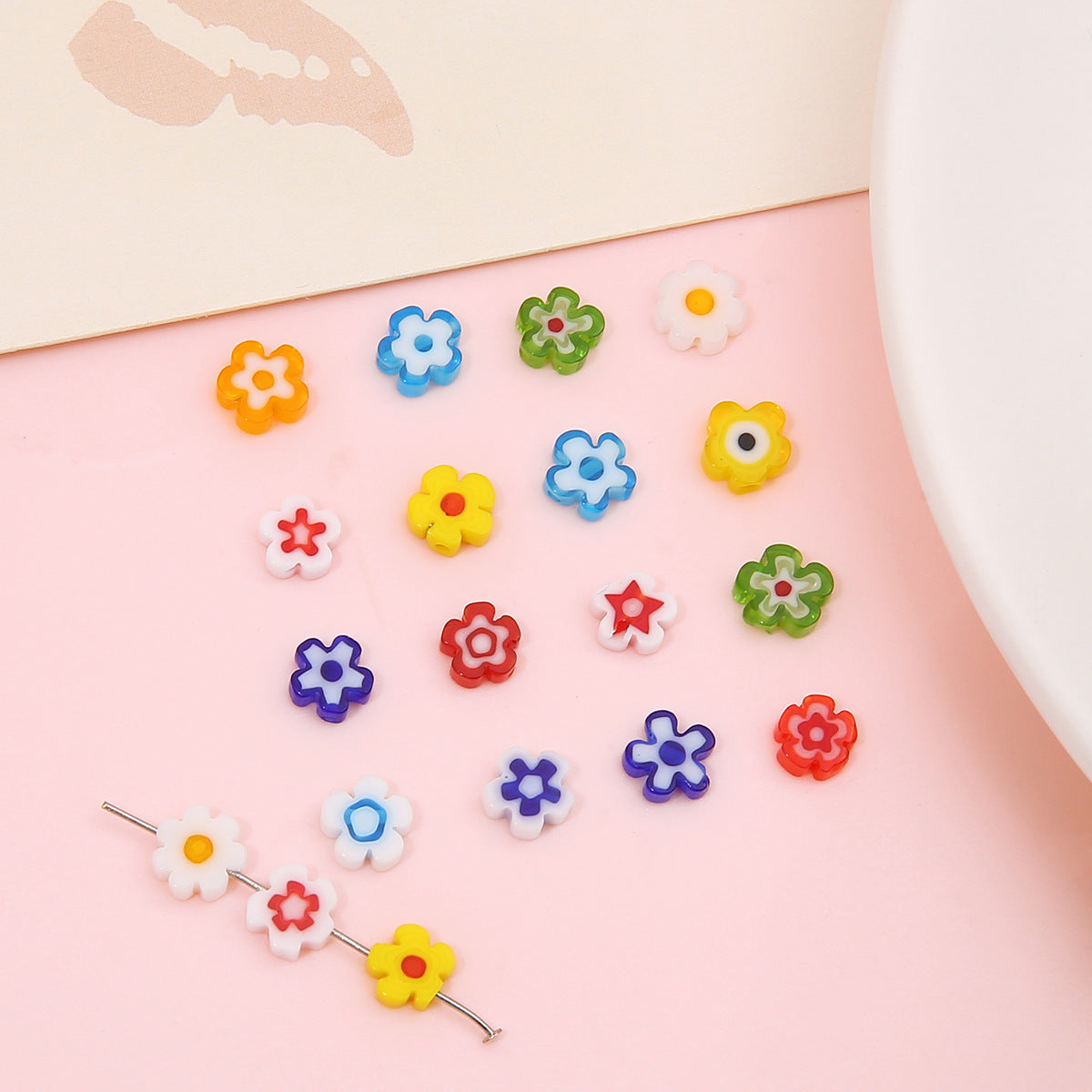Millefiori Plum Flower Glass Beads 6mm Colorful Mixed 20pcs 4