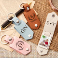PU Leather Blank Sublimation Photo Keychain Brown Laurel Wreath Snap Closure 2