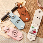 PU Leather Blank Sublimation Photo Keychain Brown Laurel Wreath Snap Closure 2
