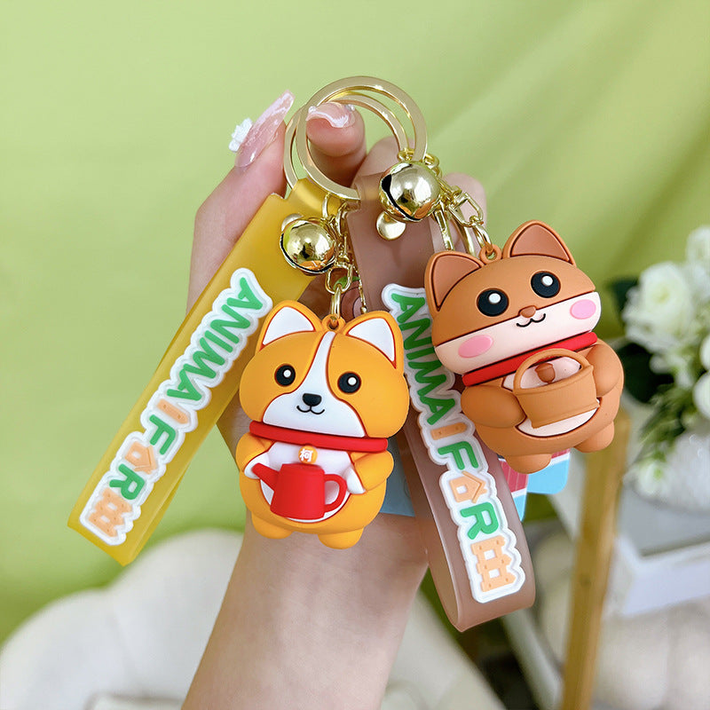 Resin Animal Farm Dog Keychain Silicone Cute Chubby Design