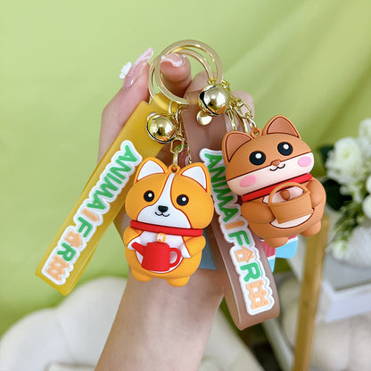 Resin Animal Farm Dog Keychain Silicone Cute Chubby Design