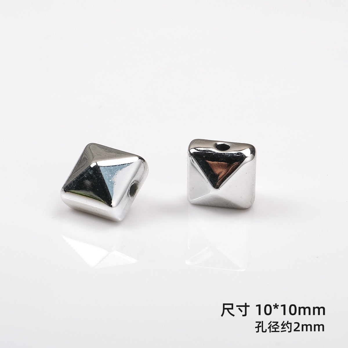 Irregular Square Acrylic Beads 10mm Imitation Metal 50pcs 8