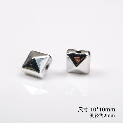 Irregular Square Acrylic Beads 10mm Imitation Metal 50pcs 8