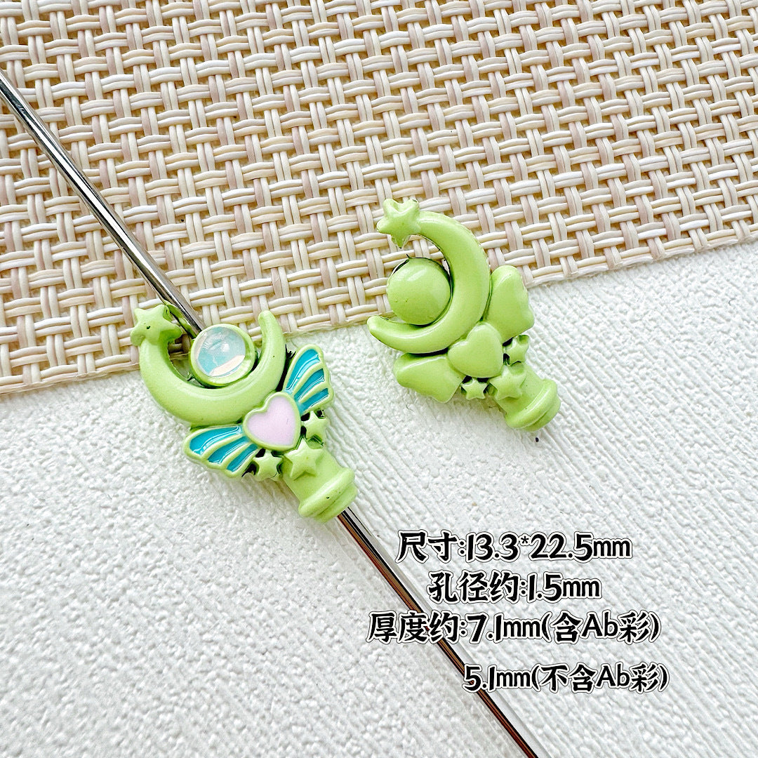 Wand Metal Beads Painted Anime Style Alloy 10pcs 27