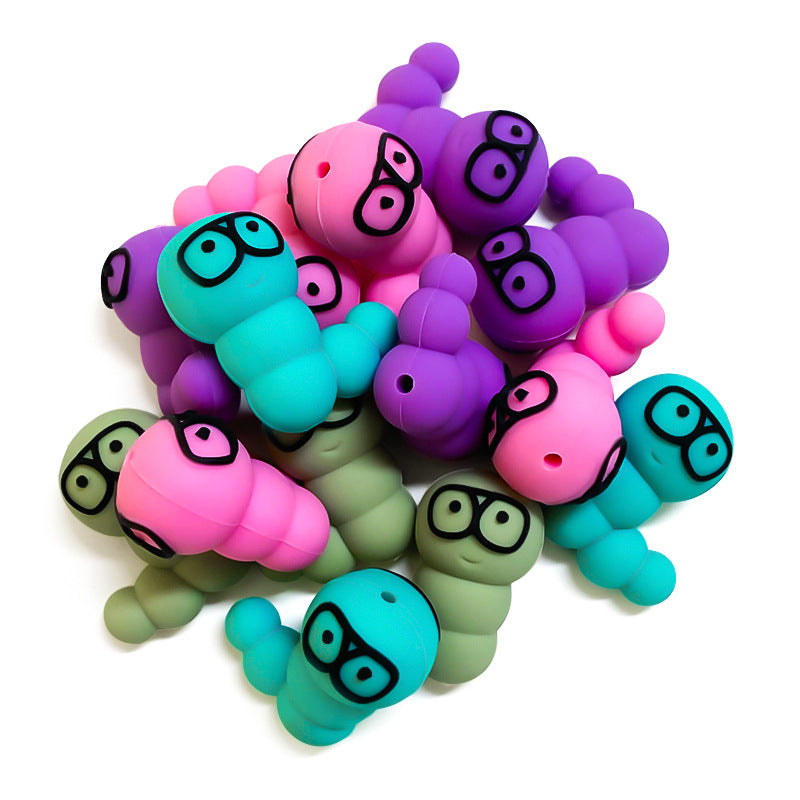 Silicone 3D Focal Beads Caterpillar Segmented Body Glasses 20pcs 4
