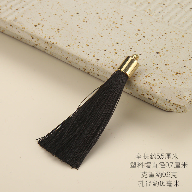 Colorful Polyester Fringe Tassel Keychain with Golden Cap 55mm 50pcs 30