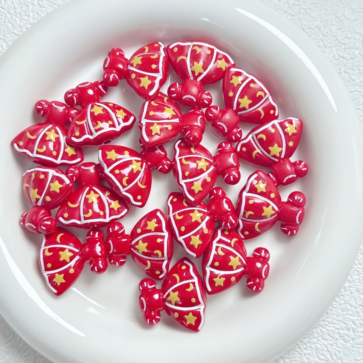 Painted Dress Acrylic Beads 26mm Colorful Assorted 5pcs 14