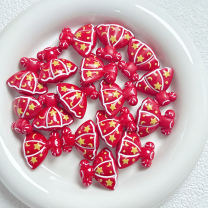 Painted Dress Acrylic Beads 26mm Colorful Assorted 5pcs 14