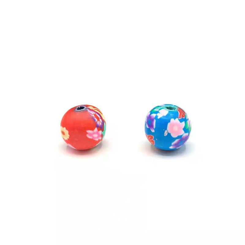 Antique Style Round Clay Beads 6mm 8mm 10mm 12mm Colorful Floral 100pcs 5
