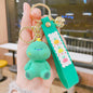 Cartoon Resin Animal Keychain Piglet Dinosaur with Fruit Strap and Bell 7
