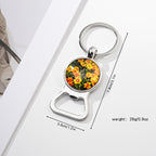 Metal Sunflower Bottle Opener Keychain Floral Design 6
