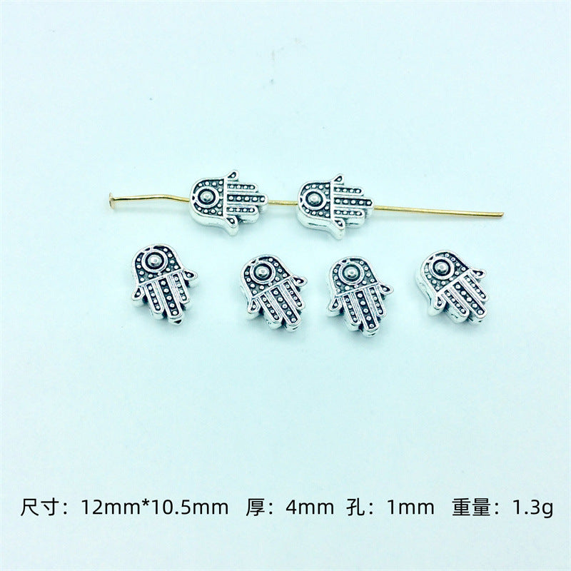 Hamsa Evil Eye Metal Beads Spiritual Silver Black Alloy 100pcs 9