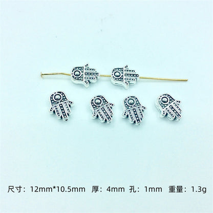 Hamsa Evil Eye Metal Beads Spiritual Silver Black Alloy 100pcs 9