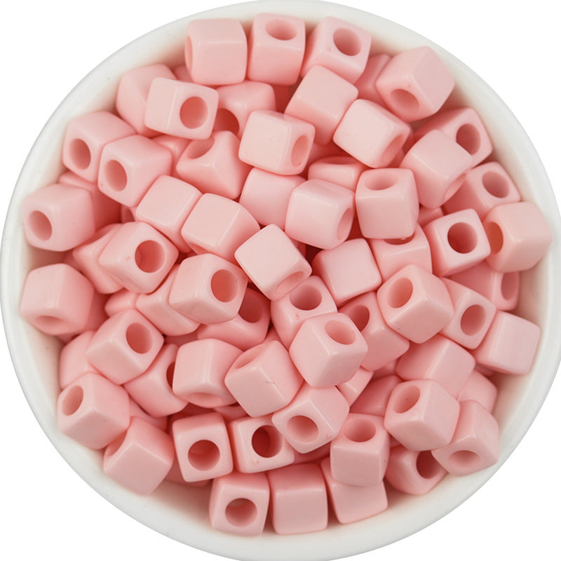 Solid Color Rounded Square Acrylic Beads 7mm Large Hole 100pcs 16