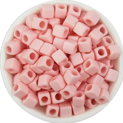Solid Color Rounded Square Acrylic Beads 7mm Large Hole 100pcs 16