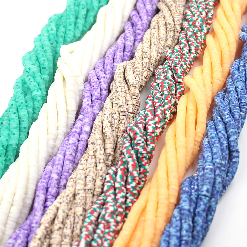 Flat Clay Beads 6mm Colorful Polymer Spacer Disc 10strands