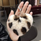 Plush Leopard Pom Pom Heart Keychain Soft Faux Fur 13cm 2pcs 15