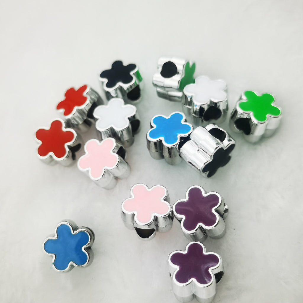 Five Petal Flower Acrylic Beads 13mm Enamel CCB Plastic 50pcs 4