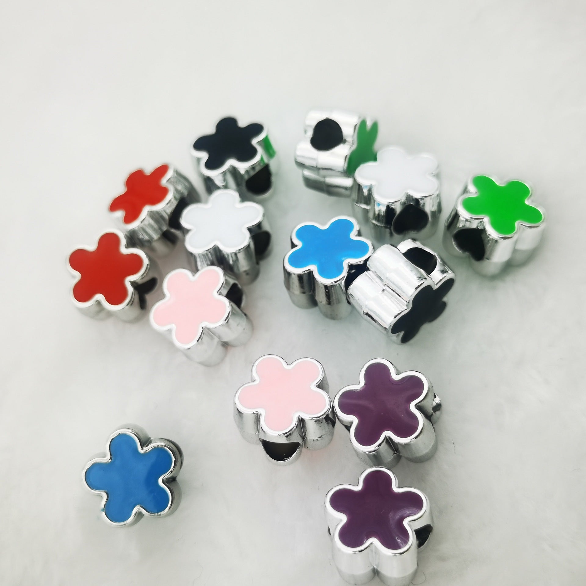 Five Petal Flower Acrylic Beads 13mm Enamel CCB Plastic 50pcs 4