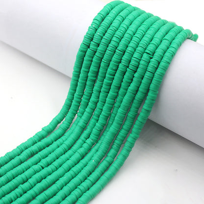 Flat Clay Beads 6mm Solid Color Polymer Spacer Discs 10strands 46