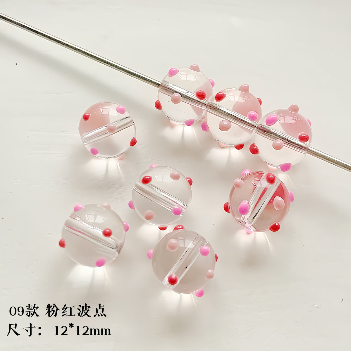 Hand Painted Transparent Glass Beads 12-14mm Christmas Series 1pc 28