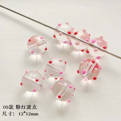 Hand Painted Transparent Glass Beads 12-14mm Christmas Series 1pc 28