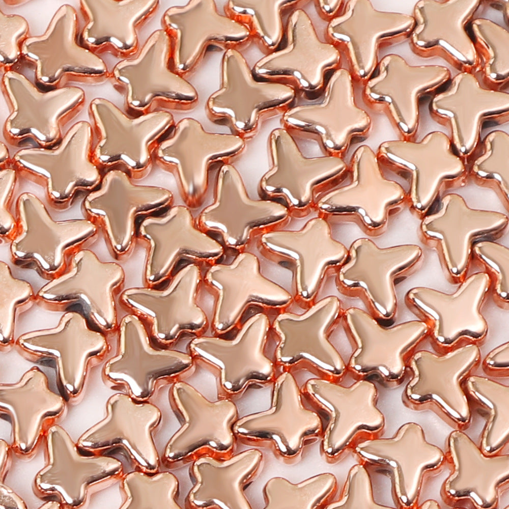 Smooth Butterfly Acrylic Beads 6mm CCB Metallic Gold Rose Silver 200pcs 6