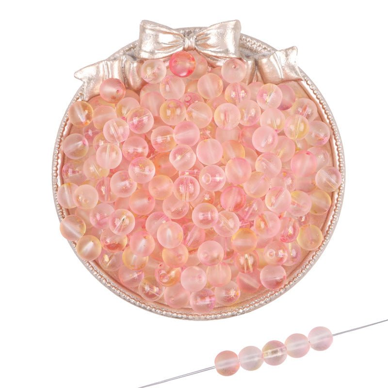Frosted Round Glass Beads 8mm Pastel Jewel Tones Matte Finish 100pcs 8